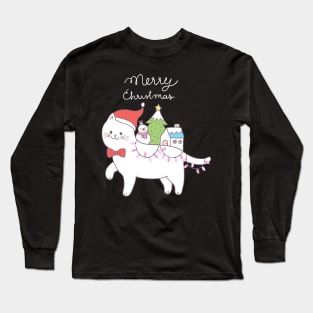 Cute Christmas Lights Cat Long Sleeve T-Shirt